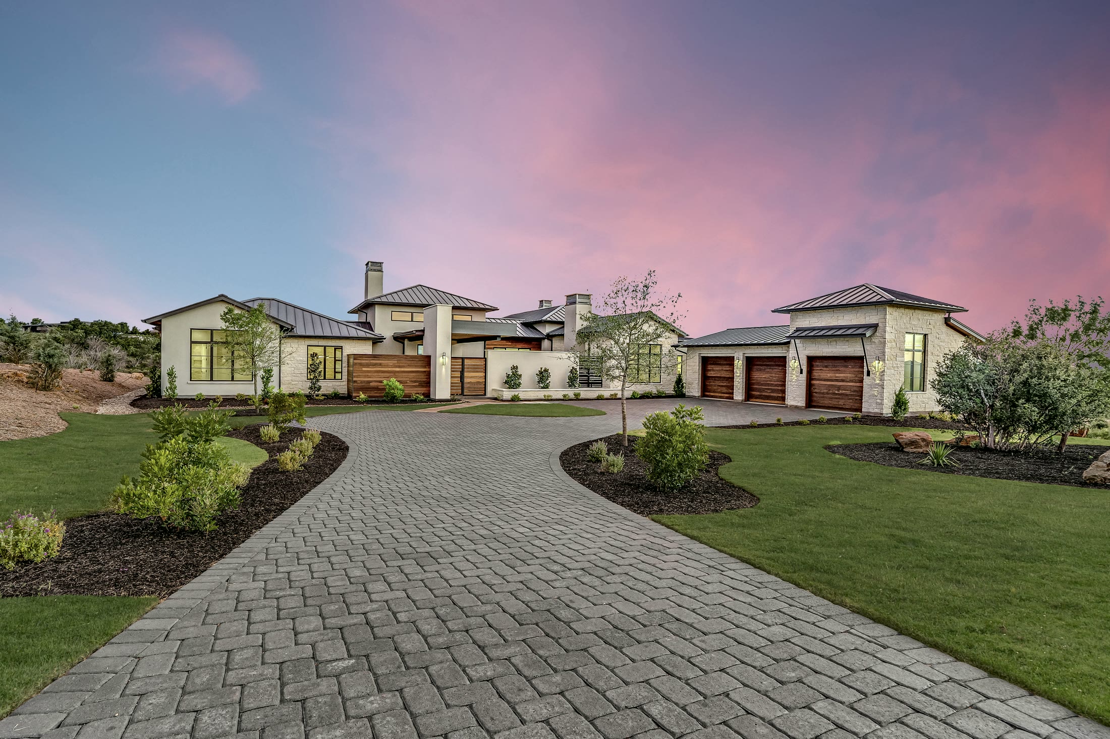 Twilight front exterior at 1043 Overlook Parkway