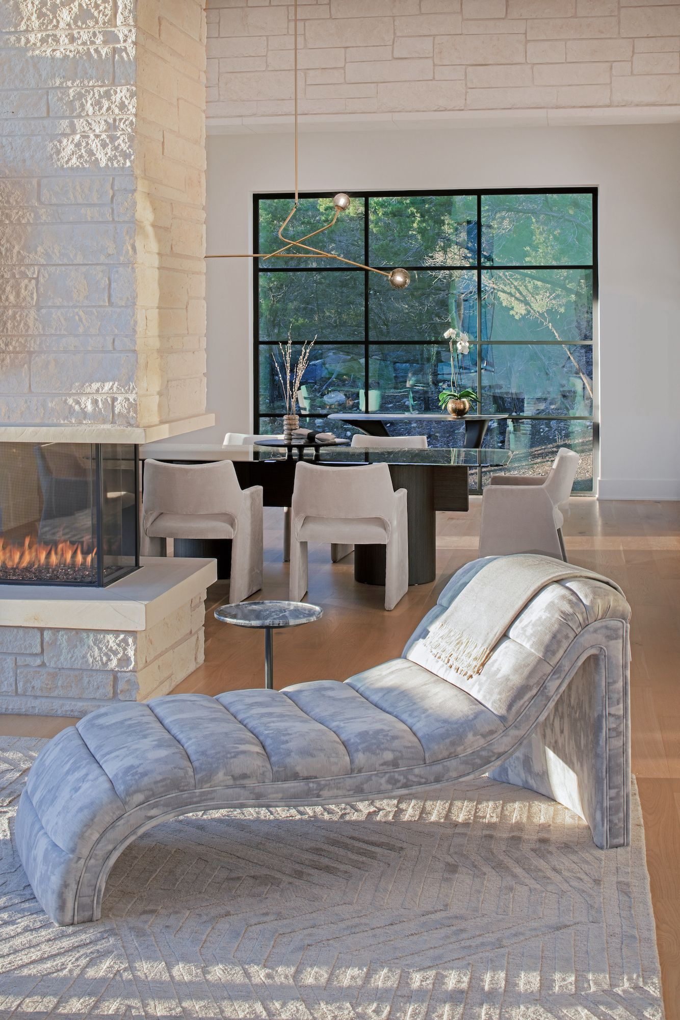 Living and dining interior within an Amarra residence